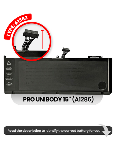 Batería (A1382) Para MacBook Pro Unibody 15" (A1286 / Early 2011 / Late 2011 / Mid 2012)
