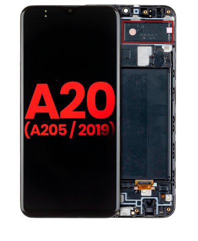 Pantalla OLED Con Marco Para Samsung Galaxy A20 (A205 / 2019) (AM Plus) (Negro)