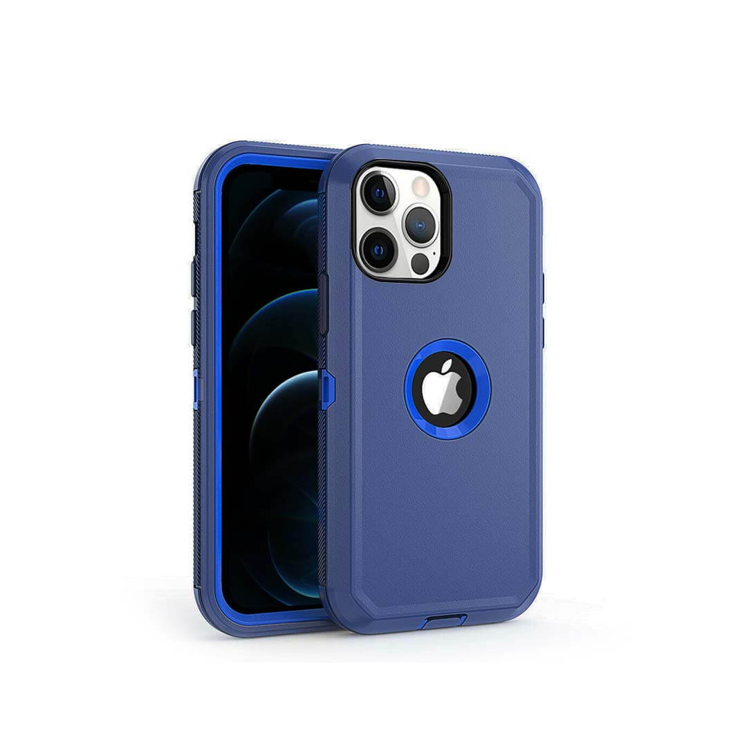 Funda De Uso Rudo Para Iphone 13 Pro Max Color Azul Más Mica 9d