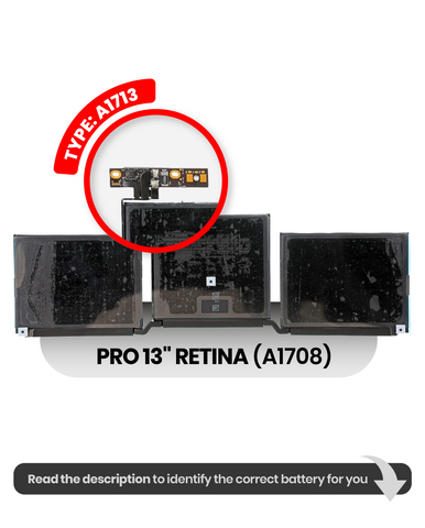 Batería (A1713) Para MacBook Pro 13" Retina (A1708 Late 2016 / Mid 2017) / Pro 13" (A2289 / 2020)