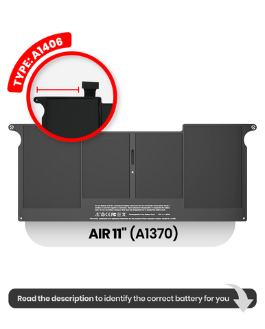 Batería (A1406) Para MacBook Air 11" (A1370 / Mid 2011 / A1465 / Mid 2012)