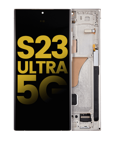 Pantalla OLED con Marco Para Samsung Galaxy S23 Ultra 5G (Reconstruida) (Crema)