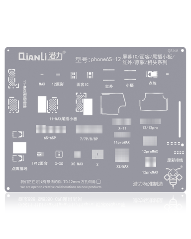 Stencil Bumblebee (QS148) Para iPhone 6S-12  Pantalla IC / Face ID / Infrarrojo / True Tone / Series de Cámara (Qianli)